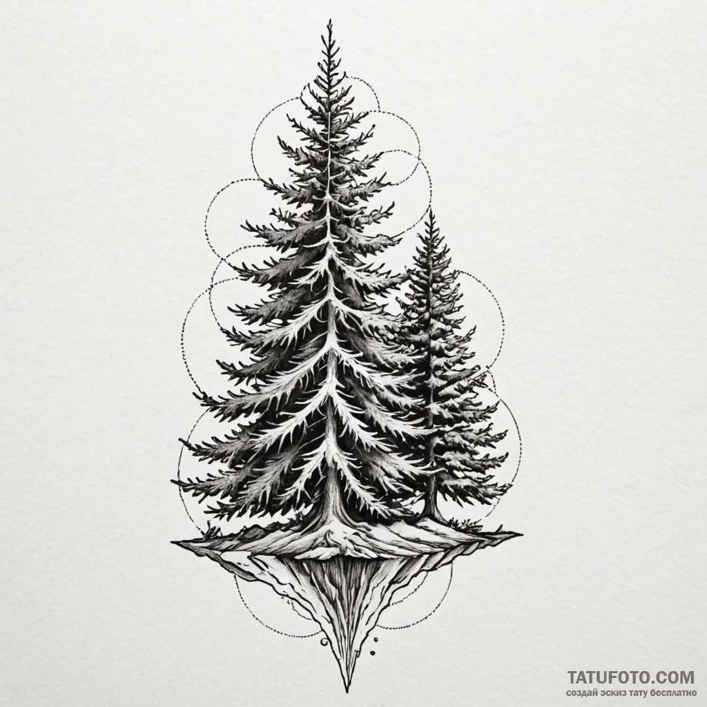Fir trees, tattoo drawing outline, moderately... - эскиз тату (№1750624765_0, 22.06.2025 20:39) — Tatufoto.com