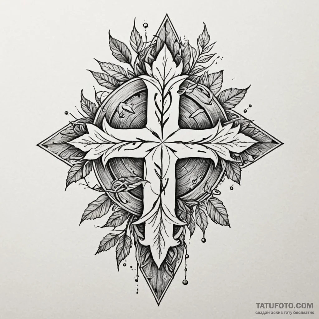 Quartz leaves etched with runes, tattoo drawi... - эскиз тату (№1750625496_0, 22.06.2025 20:51) — Tatufoto.com