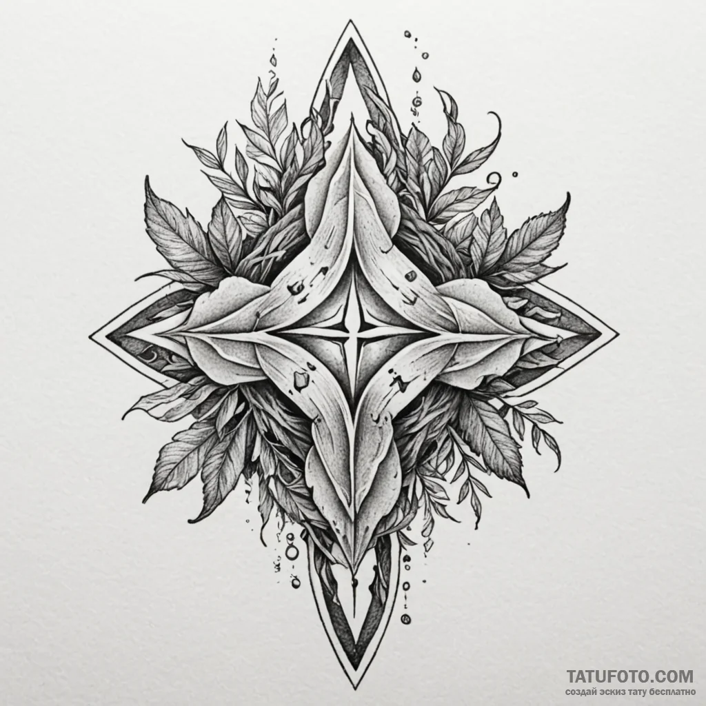 Quartz leaves etched with runes, tattoo drawi... - эскиз тату (№1750625496_1, 22.06.2025 20:51) — Tatufoto.com
