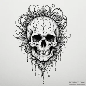 Black rain falling on skull, tattoo flash she... - эскиз тату (№1750626109_0, 22.06.2025 21:01) — Tatufoto.com