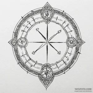 Parchment map with glowing runes, tattoo sket... - эскиз тату (№1750626197_0, 22.06.2025 21:03) — Tatufoto.com