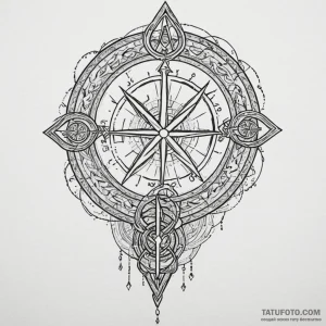 Parchment map with glowing runes, tattoo sket... - эскиз тату (№1750626197_1, 22.06.2025 21:03) — Tatufoto.com