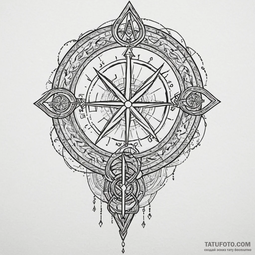 Parchment map with glowing runes, tattoo sket... - эскиз тату (№1750626197_1, 22.06.2025 21:03) — Tatufoto.com