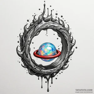 Opal ring floating in void, concept art for t... - эскиз тату (№1750626337_1, 22.06.2025 21:05) — Tatufoto.com