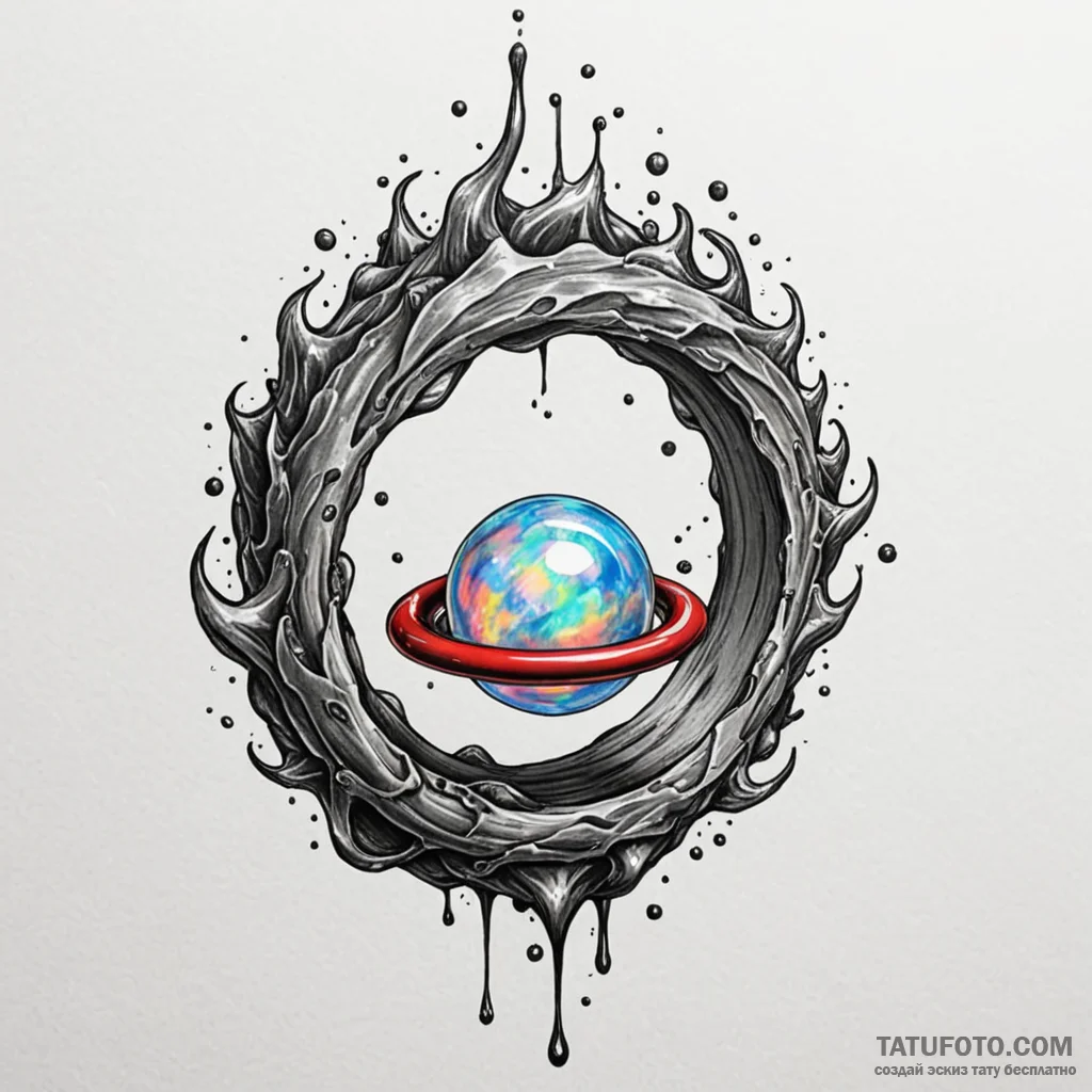 Opal ring floating in void, concept art for t... - эскиз тату (№1750626337_1, 22.06.2025 21:05) — Tatufoto.com