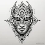 Maori-style mask with glowing inlay, artistic… — эскиз тату (№1750627457_0, 22.06.2025 21:24) — Tatufoto.com
