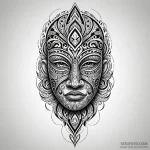 Maori-style mask with glowing inlay, artistic… — эскиз тату (№1750627457_1, 22.06.2025 21:24) — Tatufoto.com