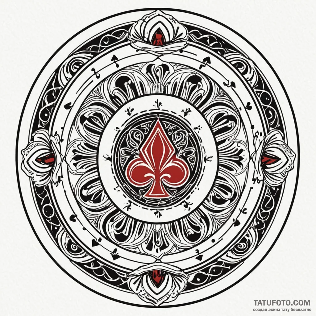 A poker chip, ink illustration for tattoo, on... - эскиз тату (№1750628367_1, 22.06.2025 21:39) — Tatufoto.com