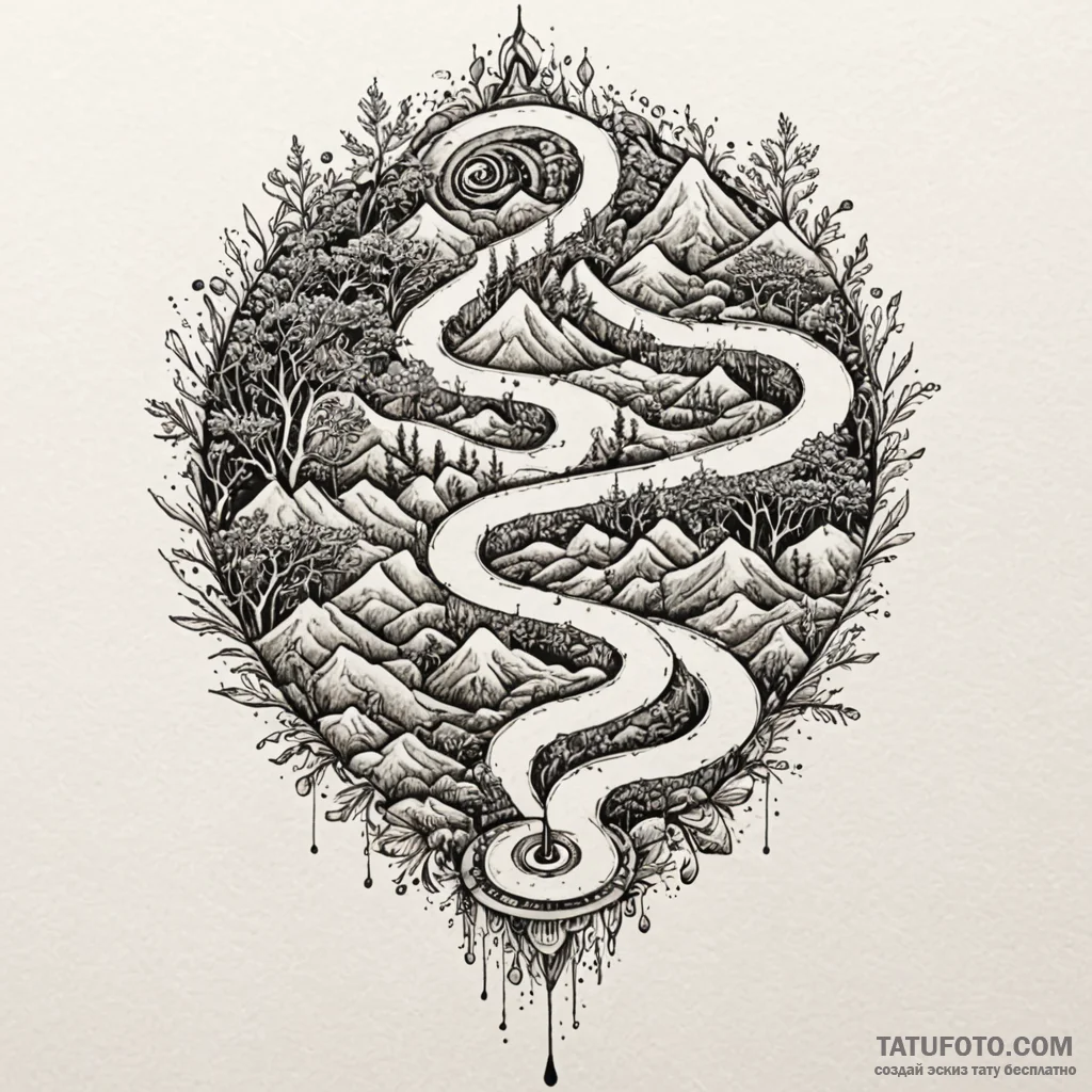 Zen garden raked in patterns of a circuit boa... - эскиз тату (№1750629085_1, 22.06.2025 21:51) — Tatufoto.com