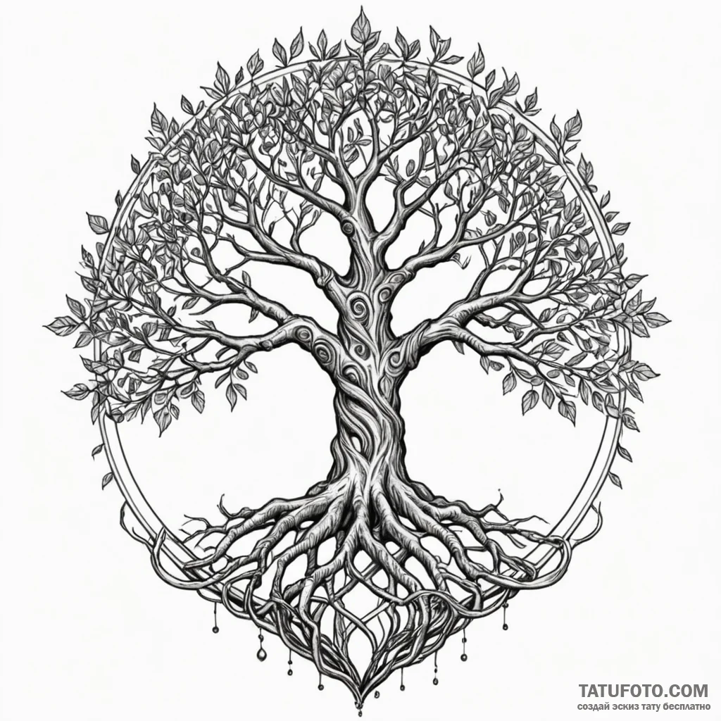 Yggdrasil (tree of life), tattoo sketch desig... - эскиз тату (№1750629175_1, 22.06.2025 21:52) — Tatufoto.com