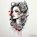 K, tattoo line art, bold outlines, thick line… — эскиз тату (№1750629268_1, 22.06.2025 21:54) — Tatufoto.com