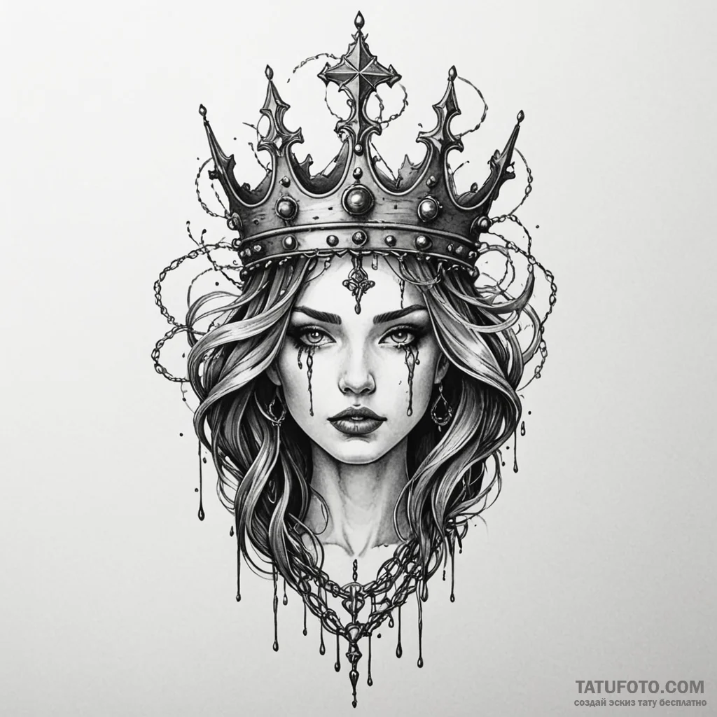 Ice crown trapped in spectral chains, artisti... - эскиз тату (№1750629983_1, 22.06.2025 22:06) — Tatufoto.com