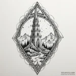 Jade blade beneath spectral spire, tattoo ske… — эскиз тату (№1750630805_0, 22.06.2025 22:20) — Tatufoto.com
