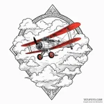 A bold biplane soaring through clouds, vintag… — эскиз тату (№1750630894_0, 22.06.2025 22:21) — Tatufoto.com