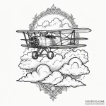 A bold biplane soaring through clouds, vintag… — эскиз тату (№1750630894_1, 22.06.2025 22:21) — Tatufoto.com