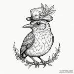 A whimsical bird wearing a tiny hat, quirky,,… — эскиз тату (№1750631711_0, 22.06.2025 22:35) — Tatufoto.com