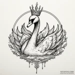 Black swan with a silver crown swimming on in… — эскиз тату (№1750631798_1, 22.06.2025 22:36) — Tatufoto.com