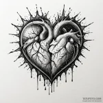 A detailed broken heart with tears, sorrow,,… — эскиз тату (№1750631974_0, 22.06.2025 22:39) — Tatufoto.com