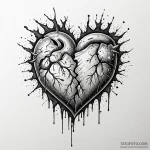 A detailed broken heart with tears, sorrow,,… — эскиз тату (№1750631974_1, 22.06.2025 22:39) — Tatufoto.com