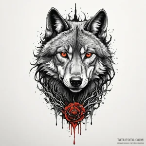 Black wolf with molten core, tattoo drawing o... - эскиз тату (№1750632146_1, 22.06.2025 22:42) — Tatufoto.com