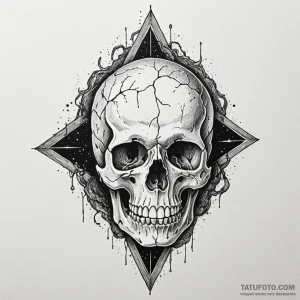 Crystal skull floating in void, ink illustrat... - эскиз тату (№1750632664_0, 22.06.2025 22:51) — Tatufoto.com