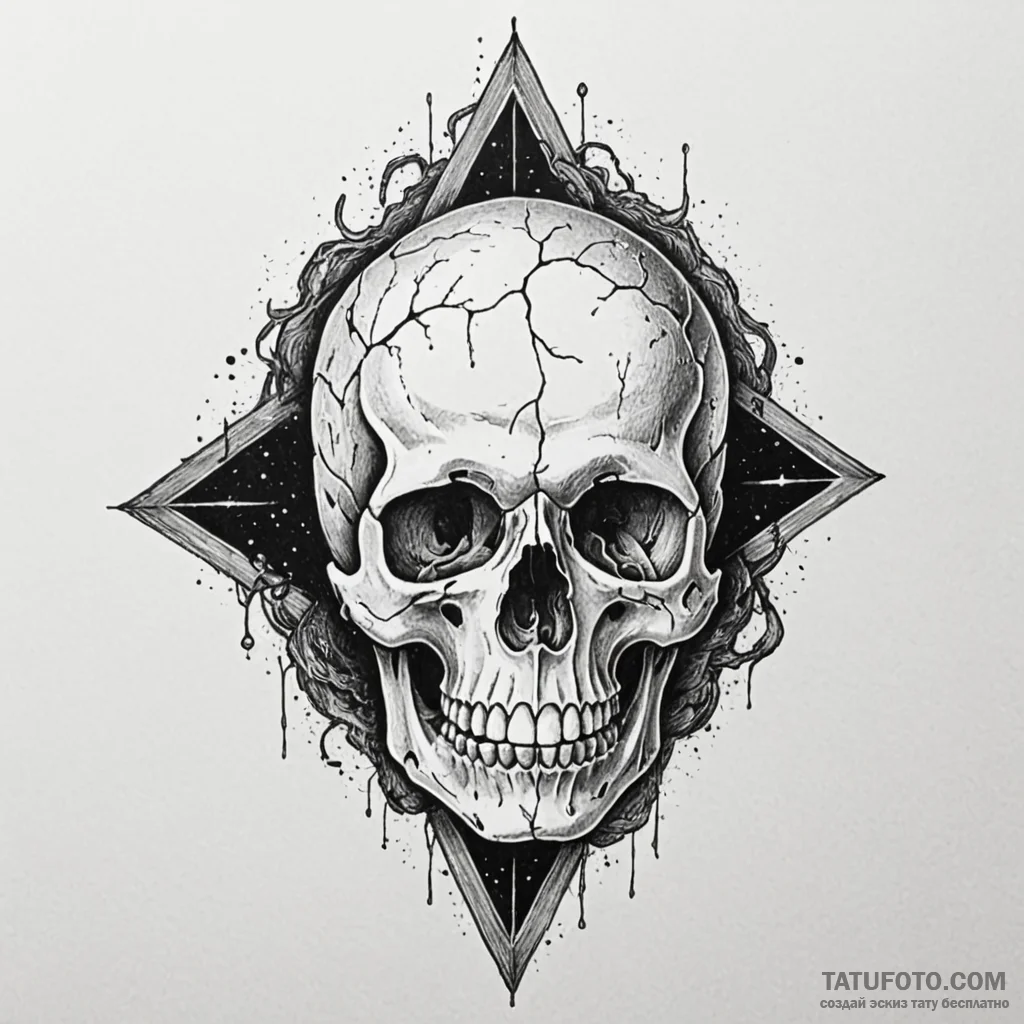 Crystal skull floating in void, ink illustrat... - эскиз тату (№1750632664_0, 22.06.2025 22:51) — Tatufoto.com