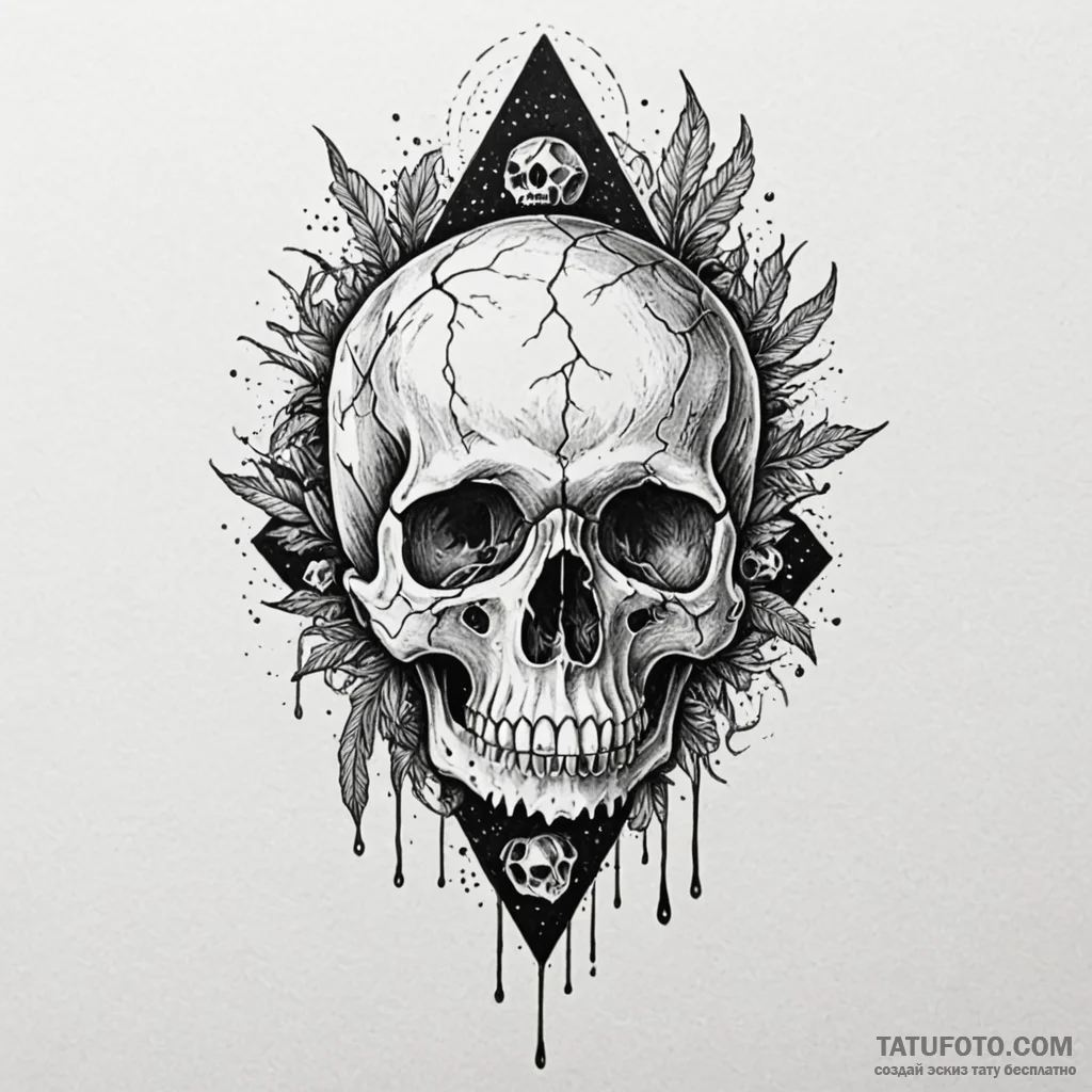 Crystal skull floating in void, ink illustrat... - эскиз тату (№1750632664_1, 22.06.2025 22:51) — Tatufoto.com