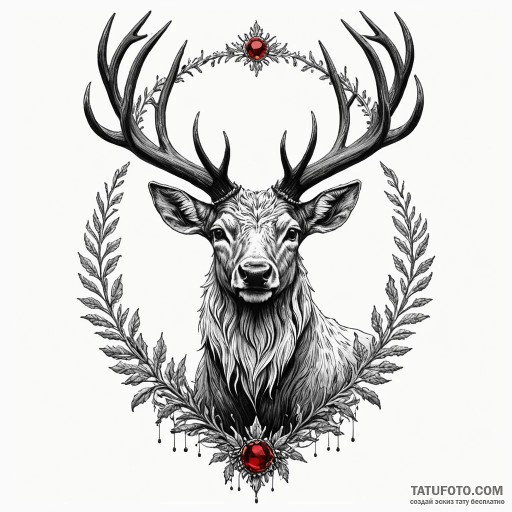 Ice stag crowned with frost, concept art for... - эскиз тату (№1750632836_1, 22.06.2025 22:53) — Tatufoto.com