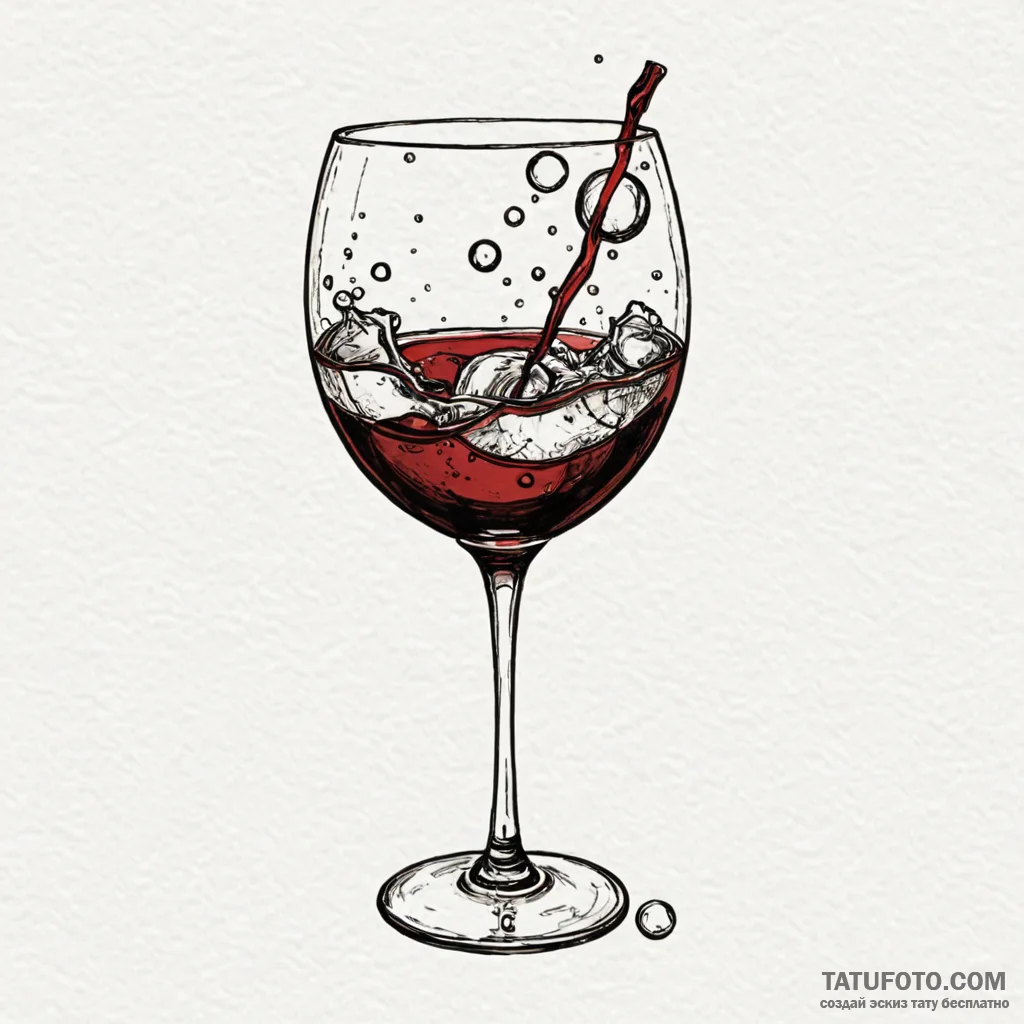 A whimsical bubble in a wine glass, elegant,,... - эскиз тату (№1750633451_1, 22.06.2025 23:04) — Tatufoto.com