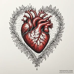 Animated heart bleeding light, ink illustrati... - эскиз тату (№1750633538_1, 22.06.2025 23:05) — Tatufoto.com