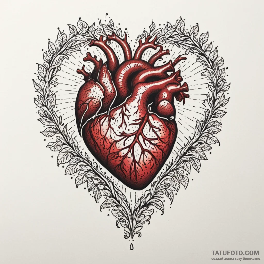 Animated heart bleeding light, ink illustrati... - эскиз тату (№1750633538_1, 22.06.2025 23:05) — Tatufoto.com