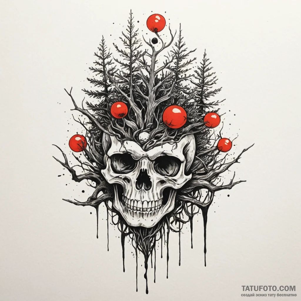 Yew roots binding spectral relic, ink illustr... - эскиз тату (№1750633625_1, 22.06.2025 23:07) — Tatufoto.com