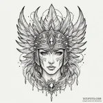 Feathered helm crowned in stars, tattoo flash… — эскиз тату (№1750633715_0, 22.06.2025 23:08) — Tatufoto.com