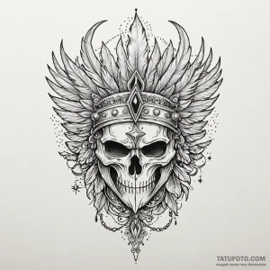 Feathered helm crowned in stars, tattoo flash... - эскиз тату (№1750633715_1, 22.06.2025 23:08) — Tatufoto.com