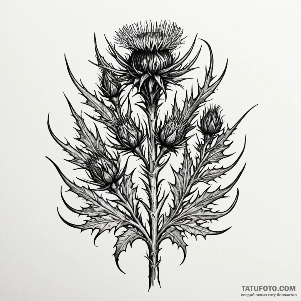 Thistle flower, beautiful but protected by th... - эскиз тату (№1750634515_1, 22.06.2025 23:21) — Tatufoto.com