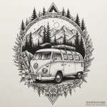 Vw camper van, adventure style, tattoo flash… — эскиз тату (№1750634606_0, 22.06.2025 23:23) — Tatufoto.com
