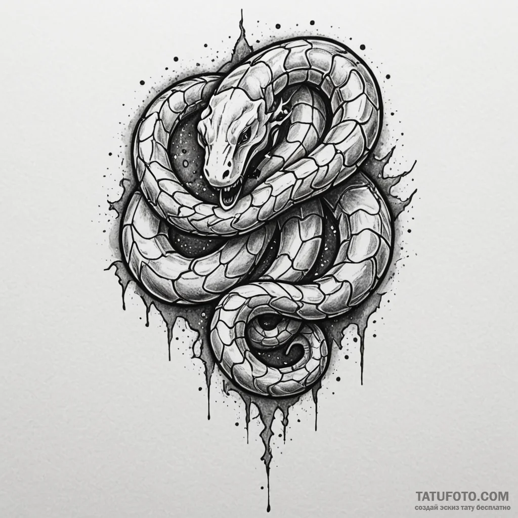 Frosted serpent beneath shattered sky, ink il... - эскиз тату (№1750635343_0, 22.06.2025 23:35) — Tatufoto.com