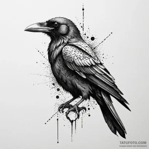 Ashen raven with cracked beak, ink illustrati... - эскиз тату (№1750635436_0, 22.06.2025 23:37) — Tatufoto.com