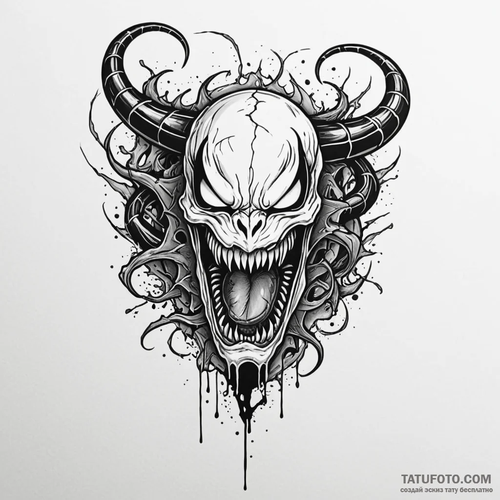 Broken fang stained with venom, ink illustrat... - эскиз тату (№1750636238_1, 22.06.2025 23:50) — Tatufoto.com