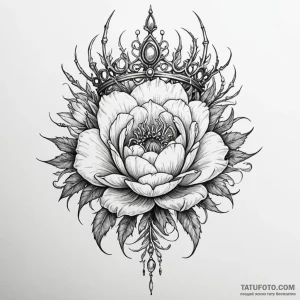 Feathered bloom crowned with thorns, concept... - эскиз тату (№1750636416_1, 22.06.2025 23:53) — Tatufoto.com