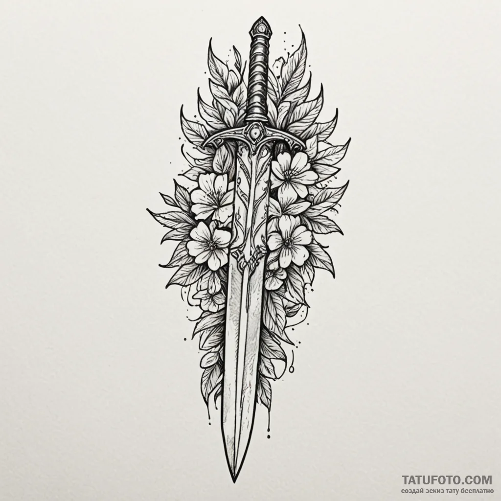 Ancient dagger with obsidian blade, tattoo fl... - эскиз тату (№1750636504_0, 22.06.2025 23:55) — Tatufoto.com