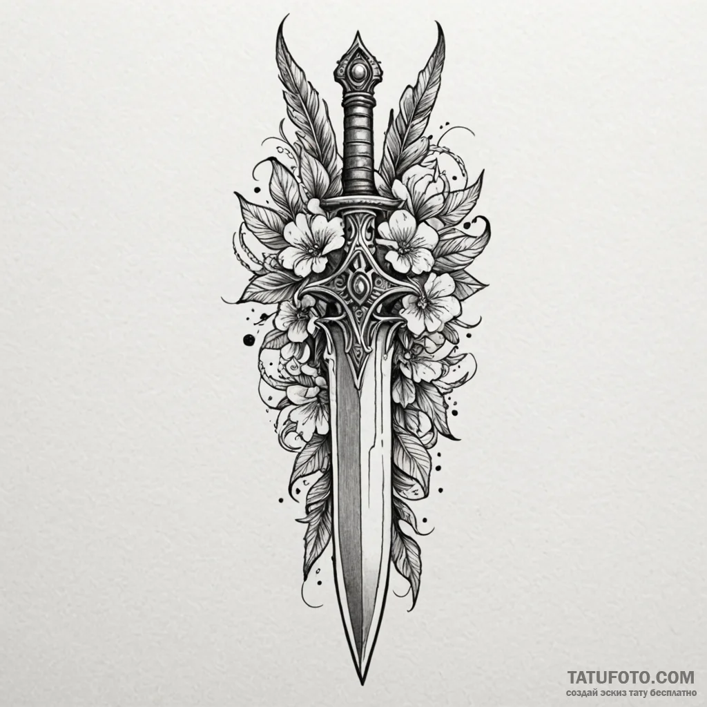 Ancient dagger with obsidian blade, tattoo fl... - эскиз тату (№1750636504_1, 22.06.2025 23:55) — Tatufoto.com