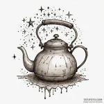 Kettle beneath spectral stars, ink illustrati… — эскиз тату (№1750637136_1, 23.06.2025 00:05) — Tatufoto.com
