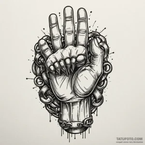 Motorcycle chain wrapped around a clenched fi... - эскиз тату (№1750637227_0, 23.06.2025 00:07) — Tatufoto.com