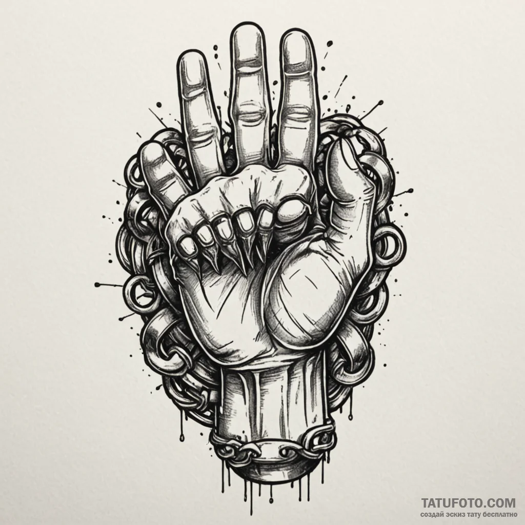 Motorcycle chain wrapped around a clenched fi... - эскиз тату (№1750637227_0, 23.06.2025 00:07) — Tatufoto.com