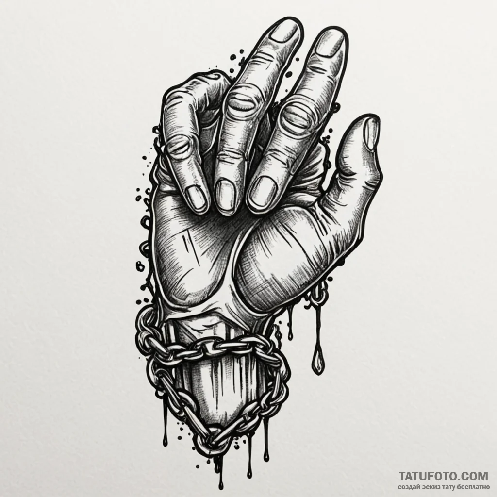 Motorcycle chain wrapped around a clenched fi... - эскиз тату (№1750637227_1, 23.06.2025 00:07) — Tatufoto.com