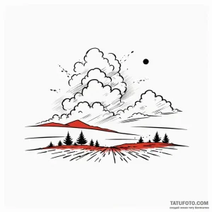 An azure sky with scattered fluffy white clou... - эскиз тату (№1750637414_0, 23.06.2025 00:10) — Tatufoto.com