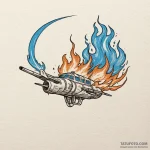 Flamethrower spitting a jet of spectral, blue… — эскиз тату (№1750638112_1, 23.06.2025 00:21) — Tatufoto.com