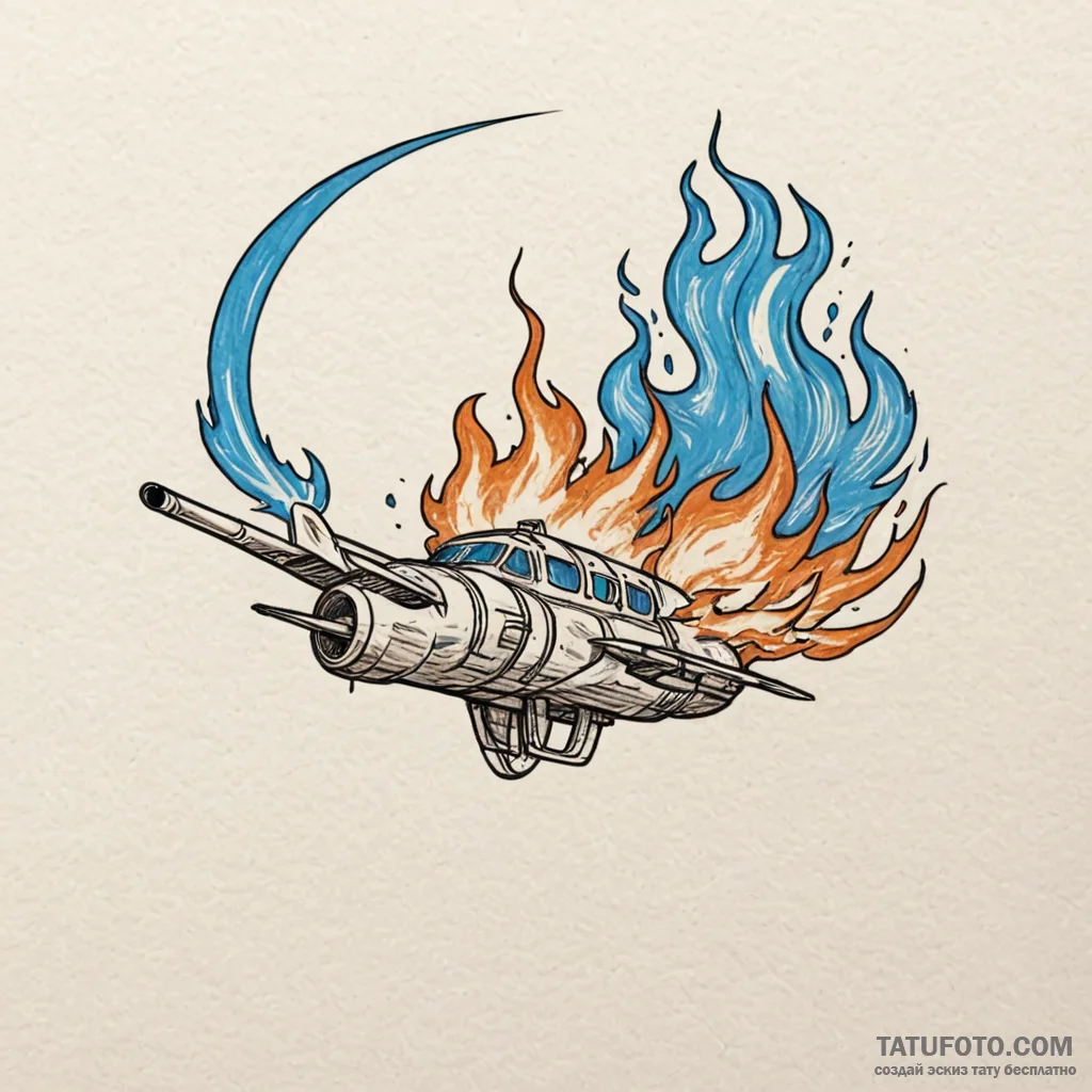 Flamethrower spitting a jet of spectral, blue... - эскиз тату (№1750638112_1, 23.06.2025 00:21) — Tatufoto.com