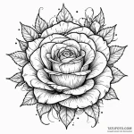 Cosmic rose blooming in frost, tattoo sketch… — эскиз тату (№1750639073_0, 23.06.2025 00:37) — Tatufoto.com